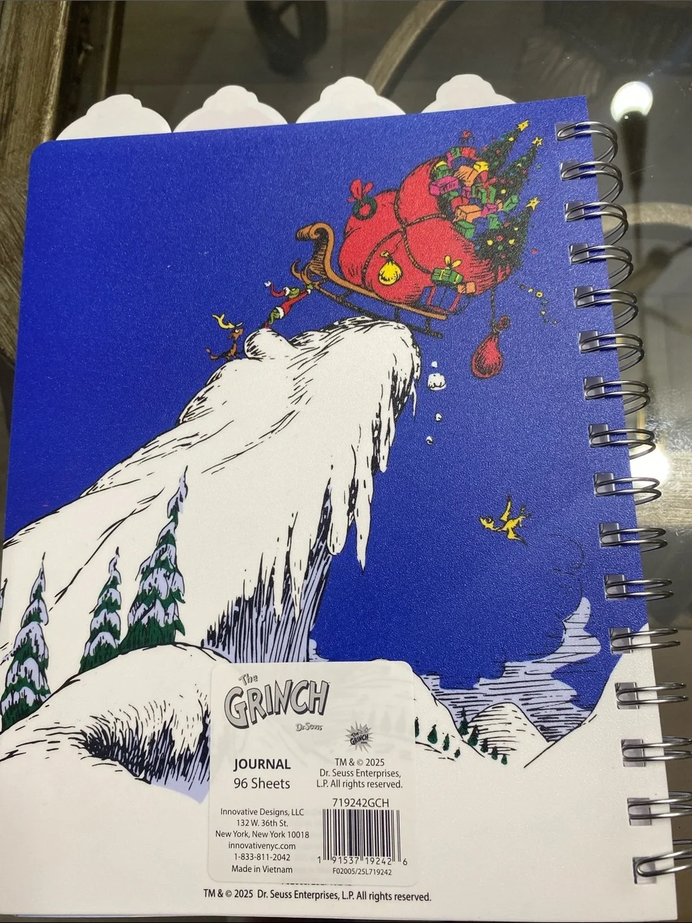 The Grinch Spiral journal Notebook with top tabs 96 sheets. NWT